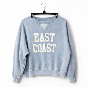 American Eagle “East Coast” Acid Wash Crewneck Sweatshirt – Blue – Size S/P